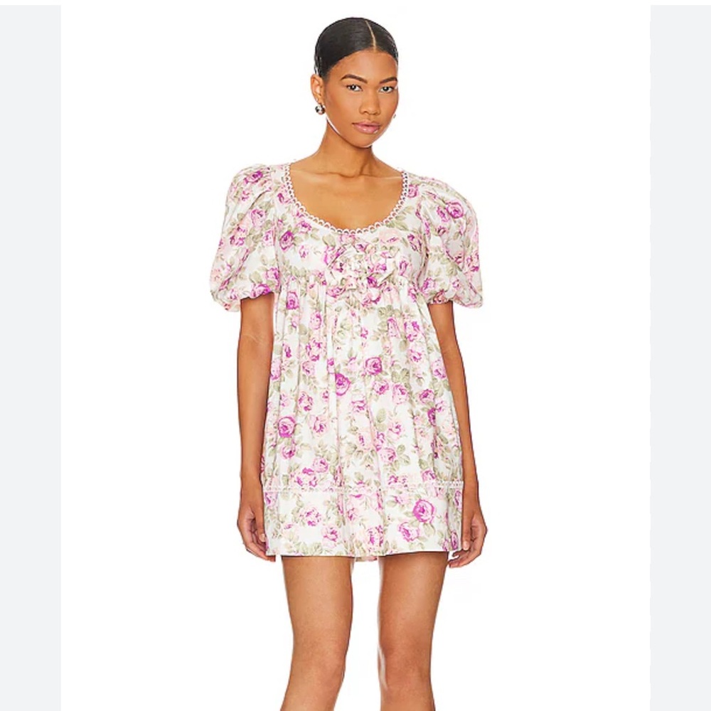 For Love And Lemons Milani Mini Dress in White Multi